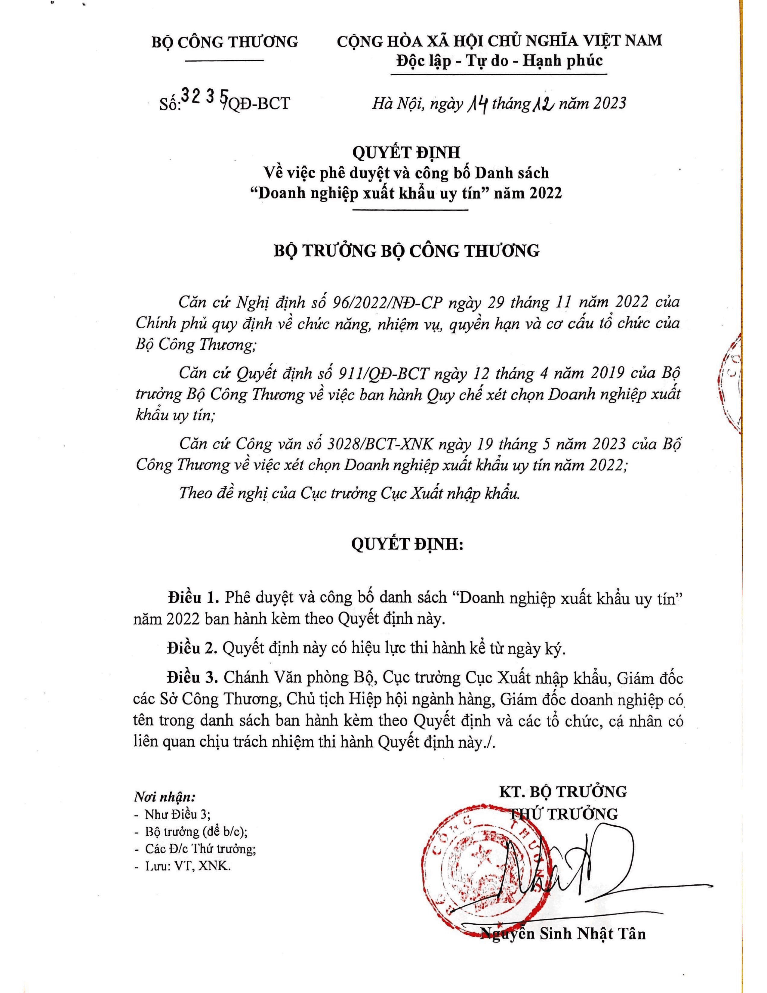 Doanh nghiệp xuất khẩu uy tín